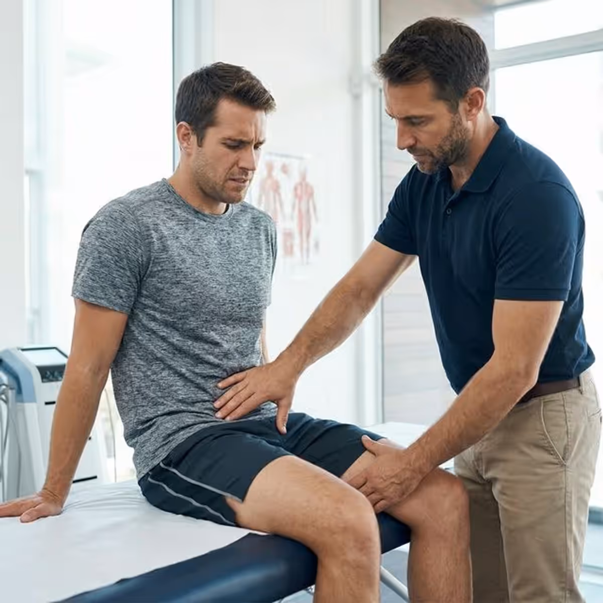 Sports medicine consultation for groin pain assessment